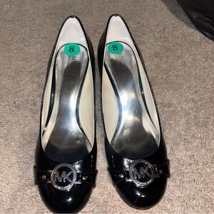 Michael Kors Black Patent Leather MK Logo Flats